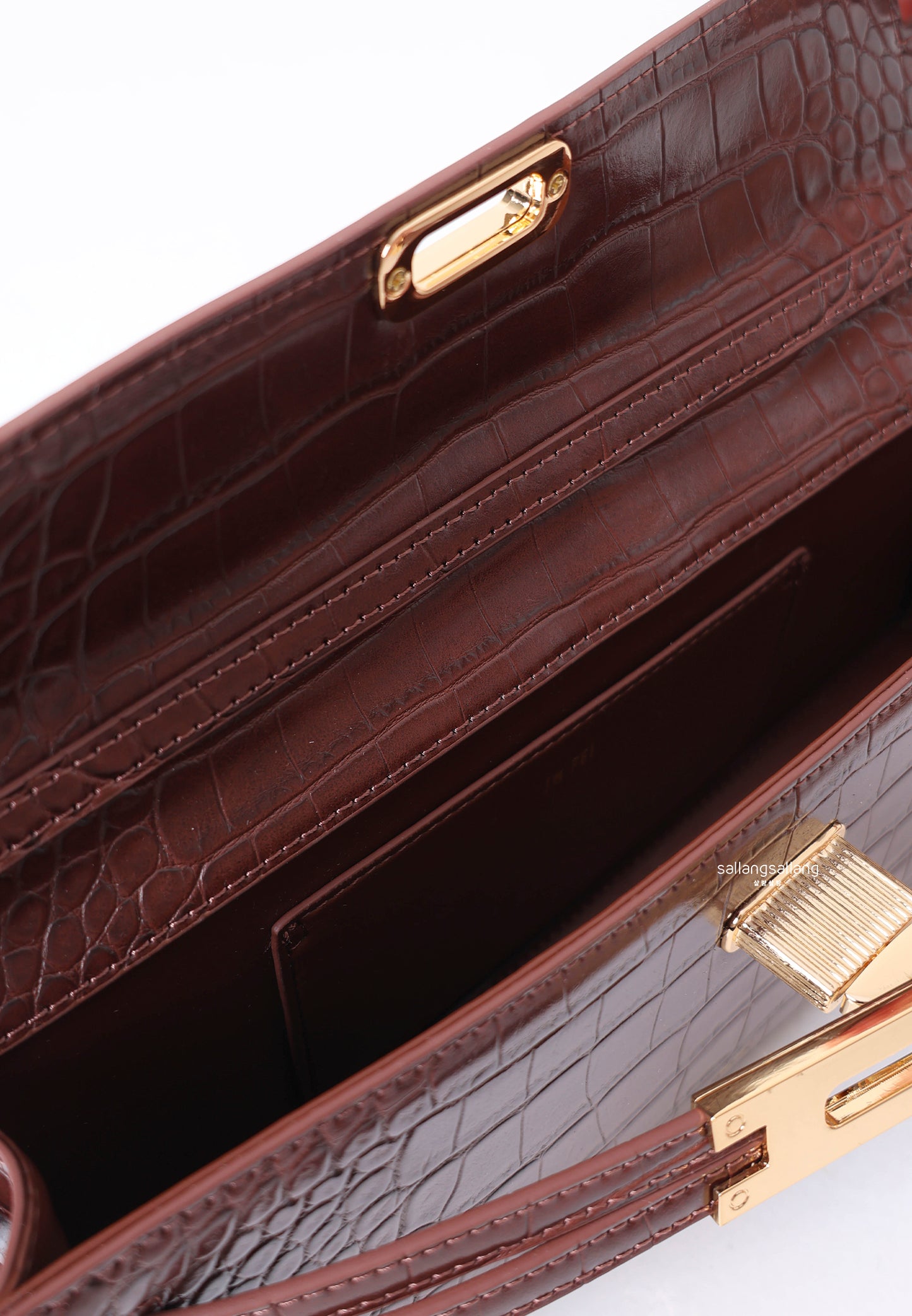 Bria Structured Top Handle Bag - Brown Croc