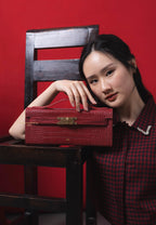 Bria Structured Top Handle Bag - Burgundy Croc