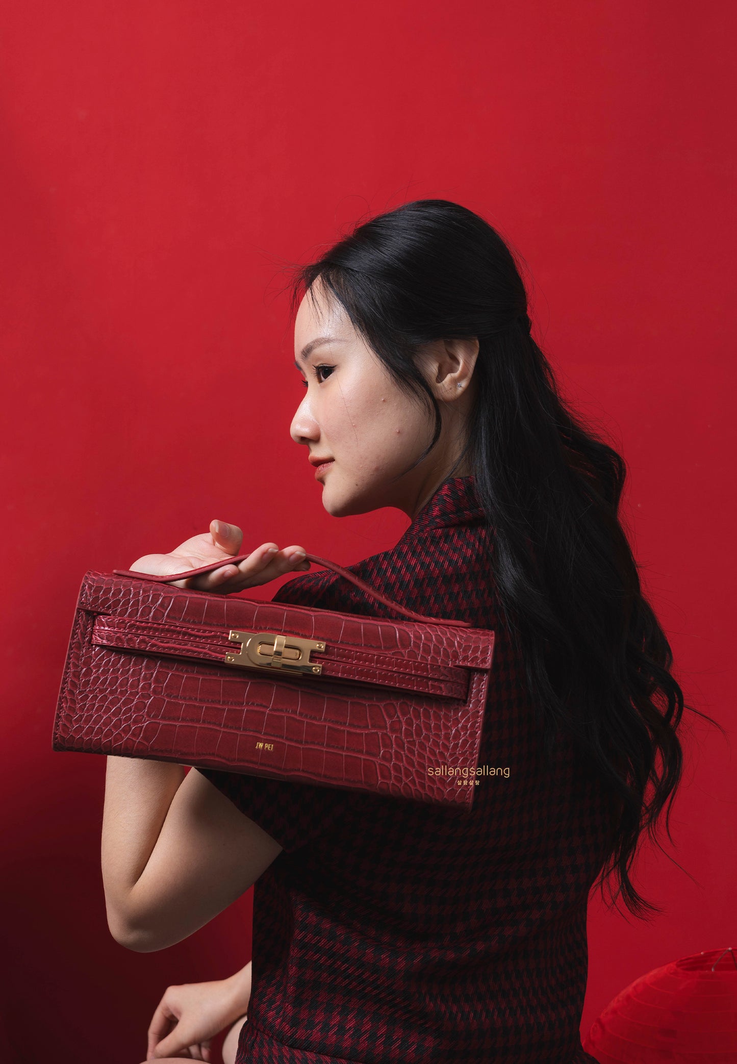 Bria Structured Top Handle Bag - Burgundy Croc