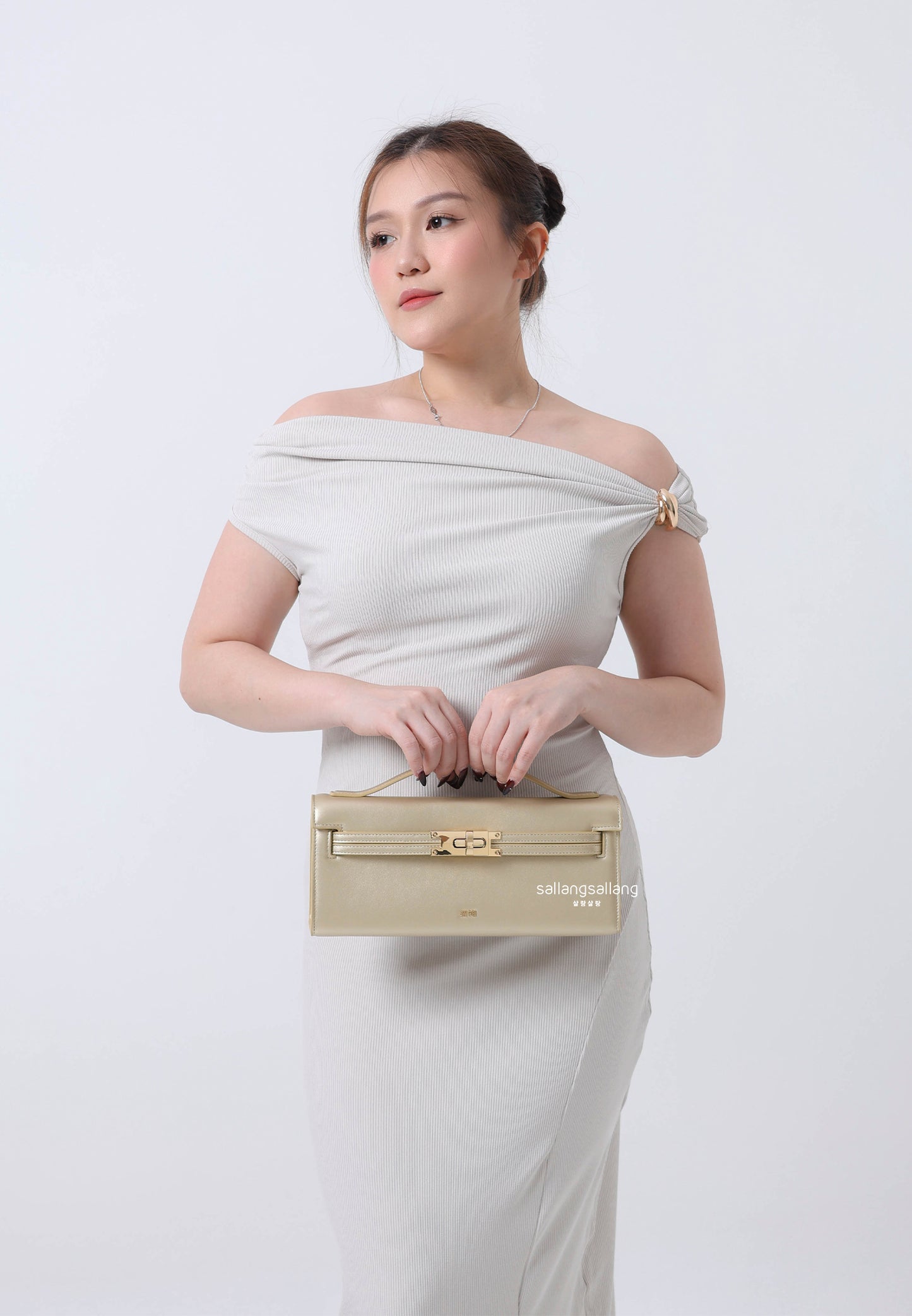 Bria Structured Top Handle Bag - Gold