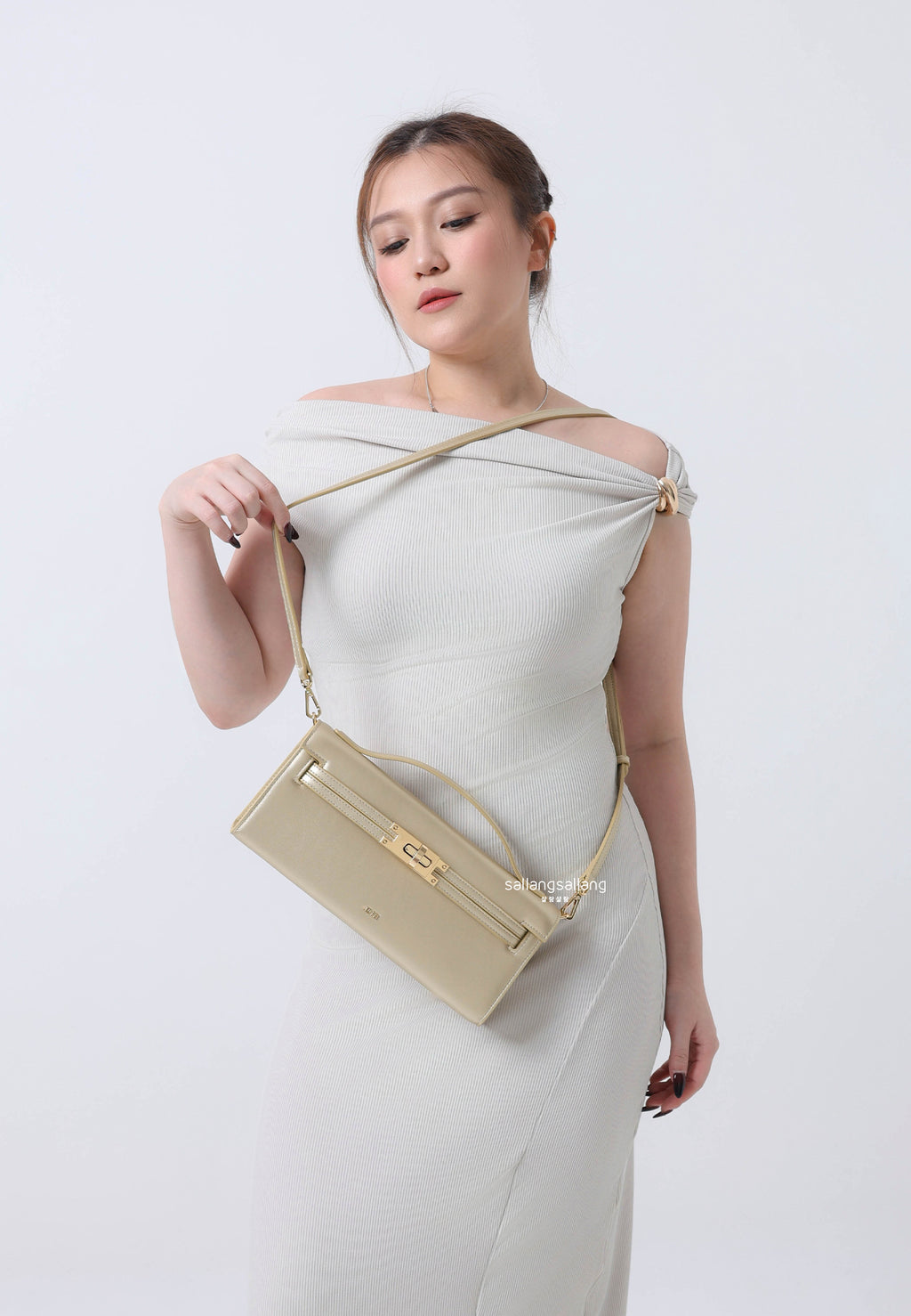 Bria Structured Top Handle Bag - Gold