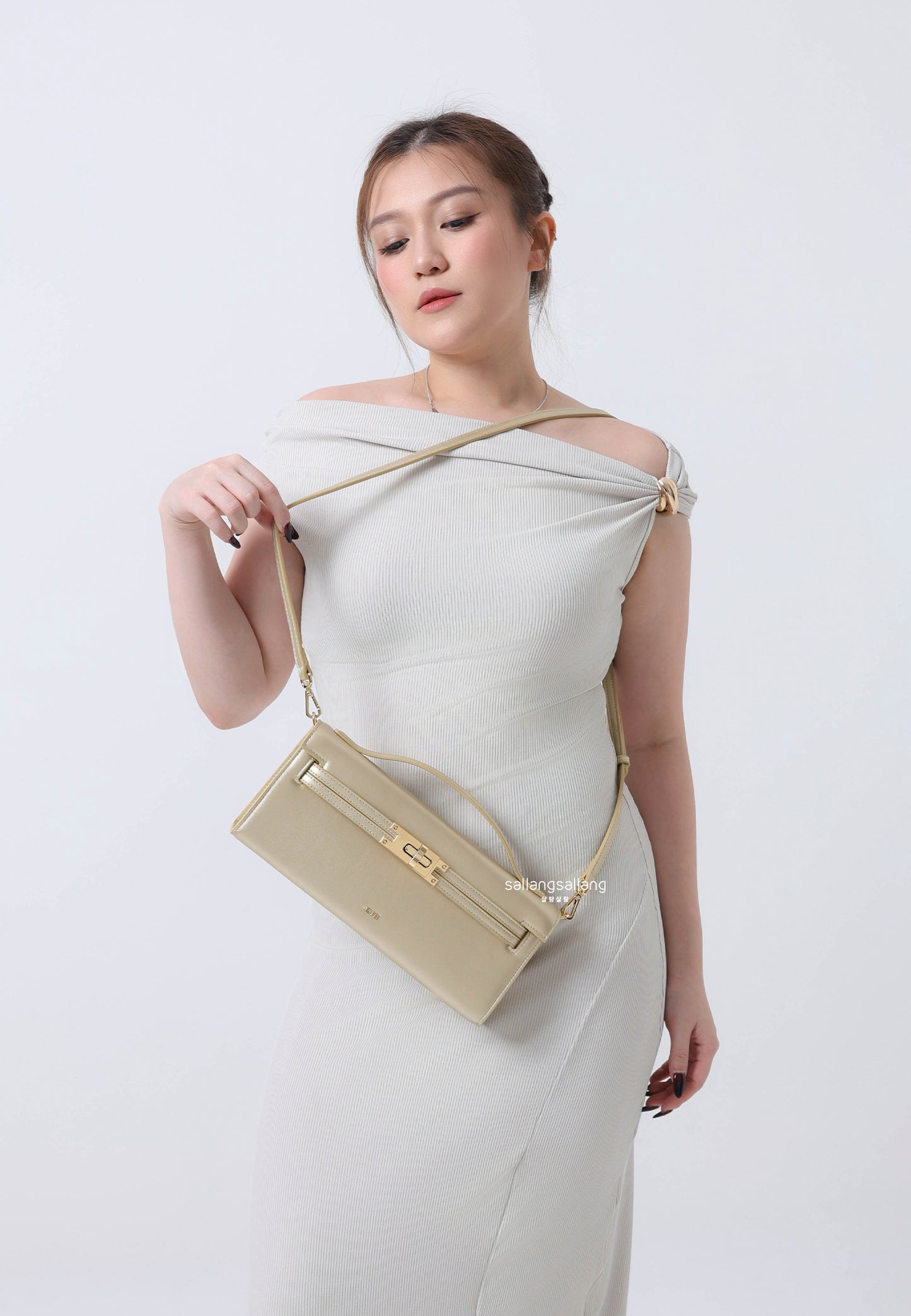 Bria Structured Top Handle Bag - Gold