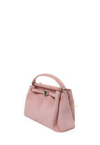 Carmen Faux Suede Top Handle Bag - Gray Pink