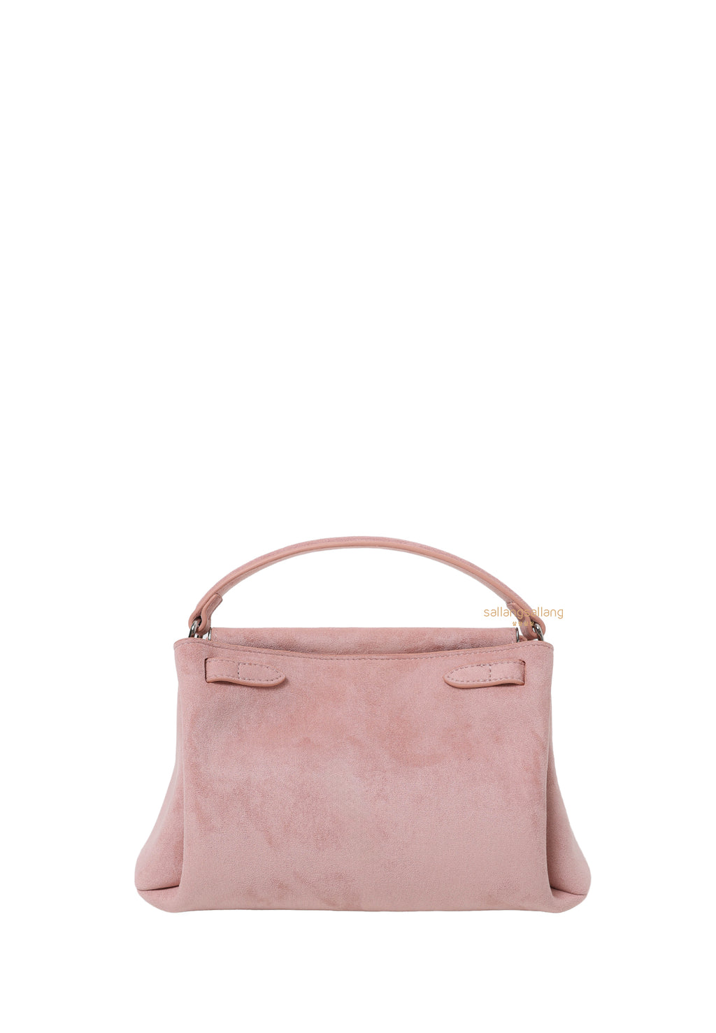 Carmen Faux Suede Top Handle Bag - Gray Pink