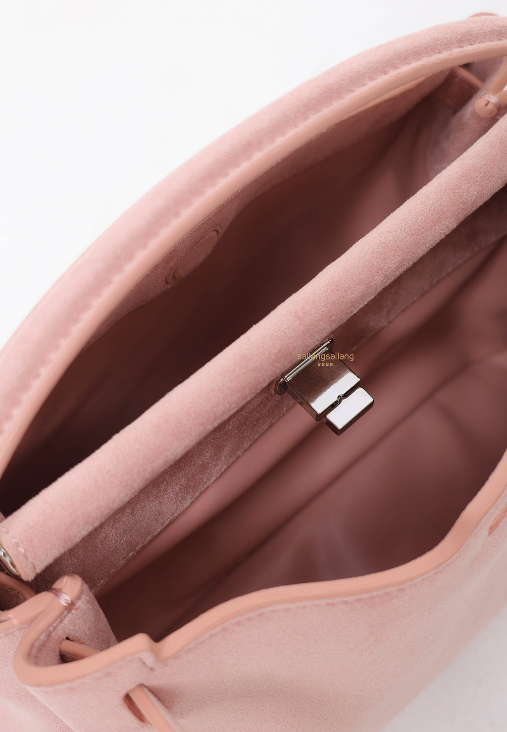 Carmen Faux Suede Top Handle Bag - Gray Pink