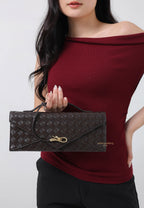 Celeste Woven Textured Envelope Top Handle Bag - Dark Brown