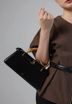 Elena Snake Handle Top Handle Bag - Black