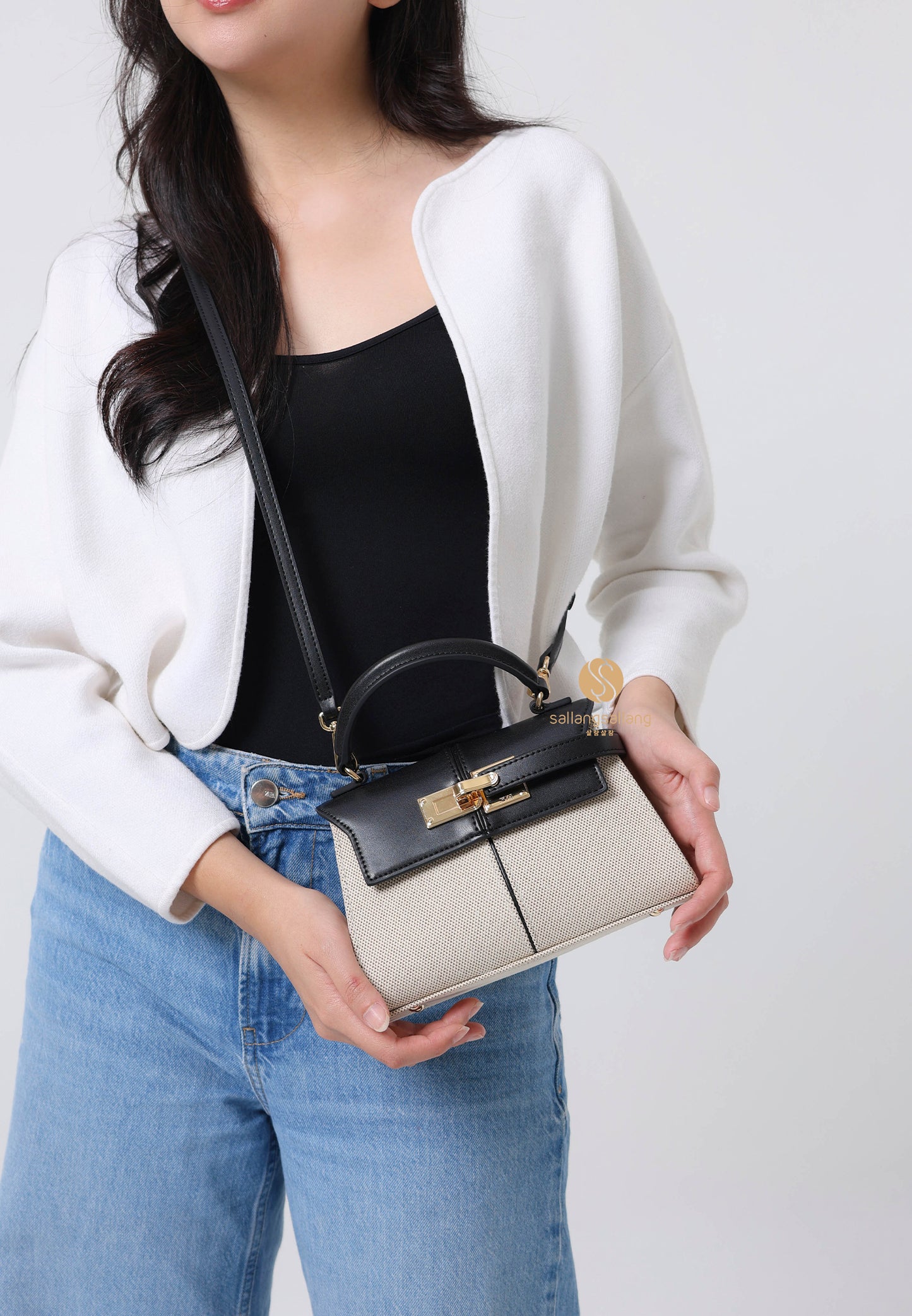 Elise Top Handle Bag - Black Canvas