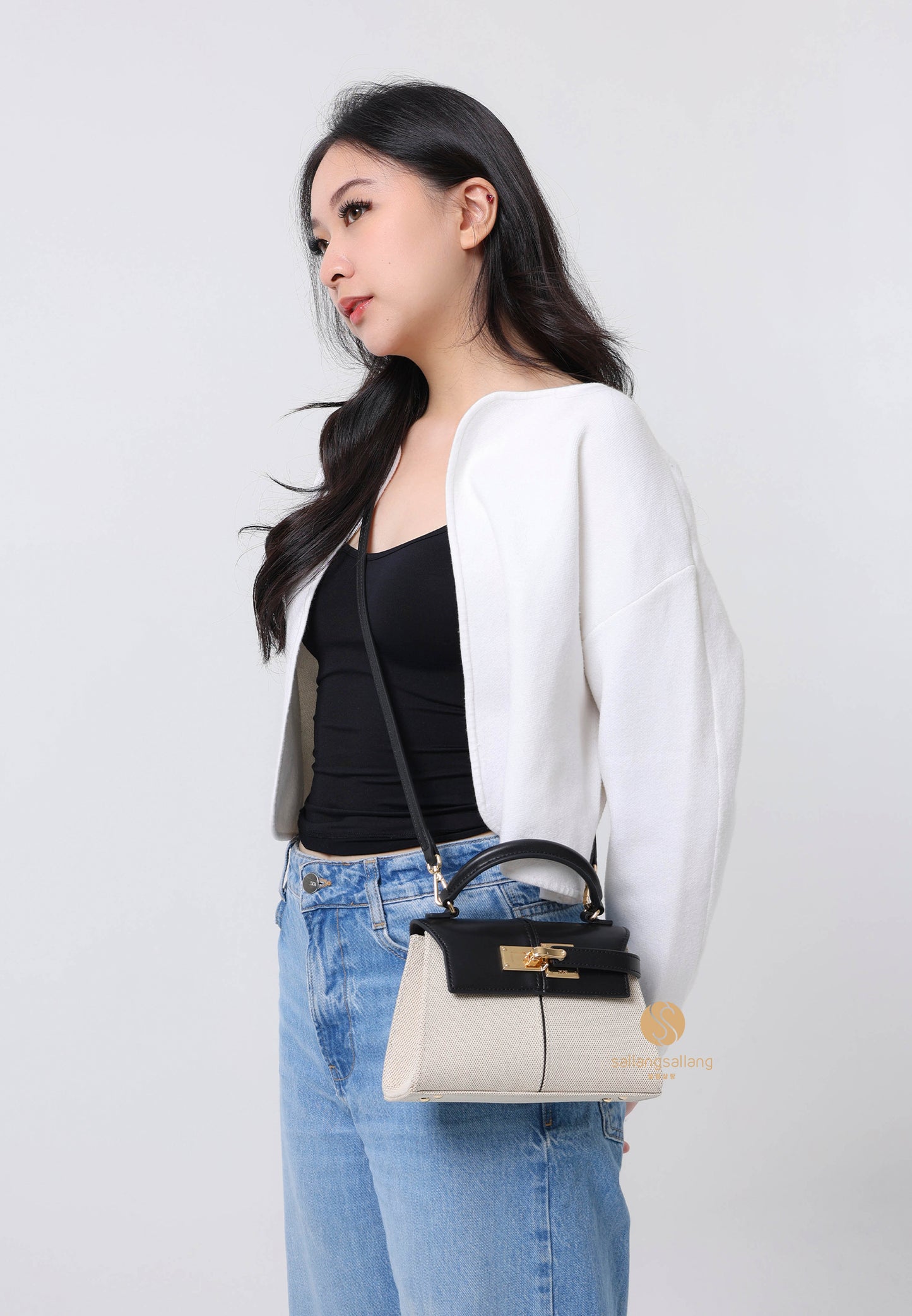 Elise Top Handle Bag - Black Canvas