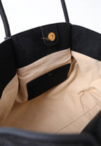 Hana Large Faux Suede Tote Bag - Black