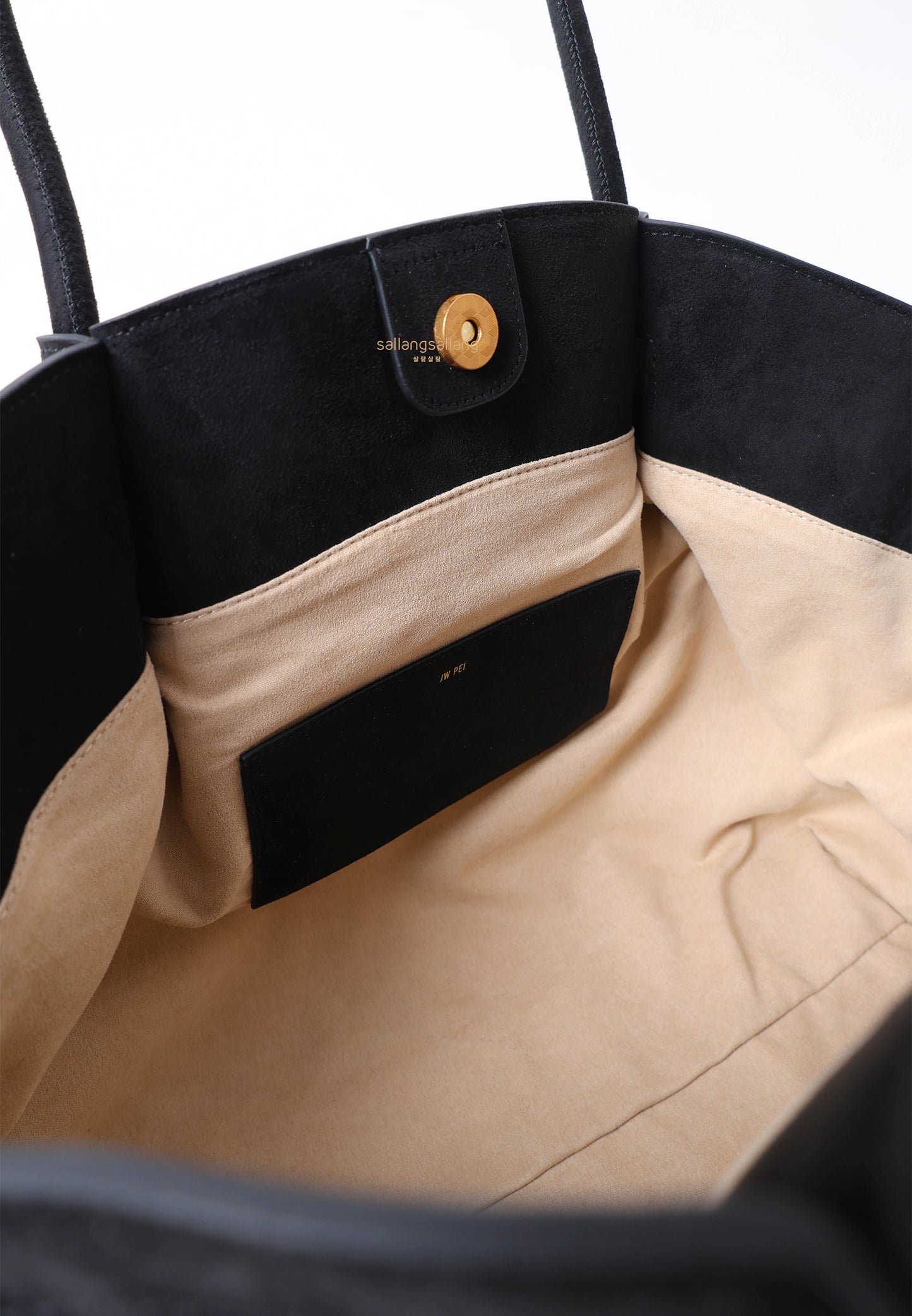 Hana Large Faux Suede Tote Bag - Black