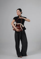 Hana Medium Faux Shearling Trim Tote Bag - Brown