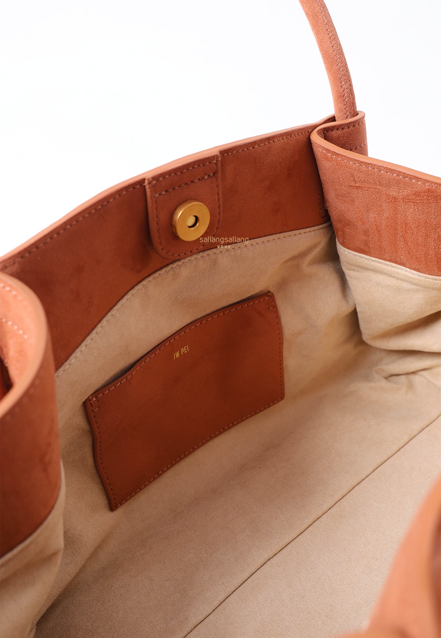 Hana Wide Faux Suede Tote Bag - Brown