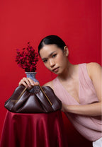 Lila Metal Frame Clutch - Burgundy