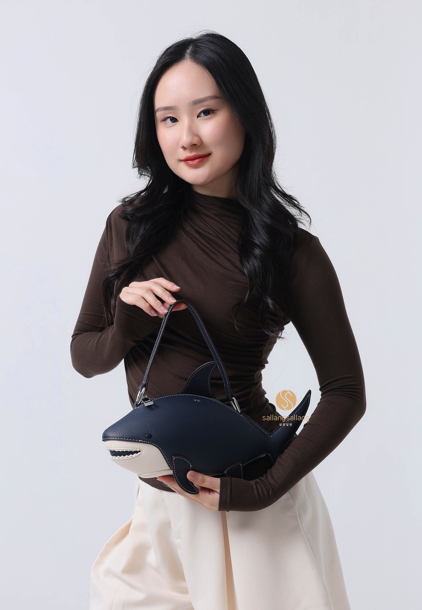 Nerys Shark Look Top Handle Bag - Dark Blue
