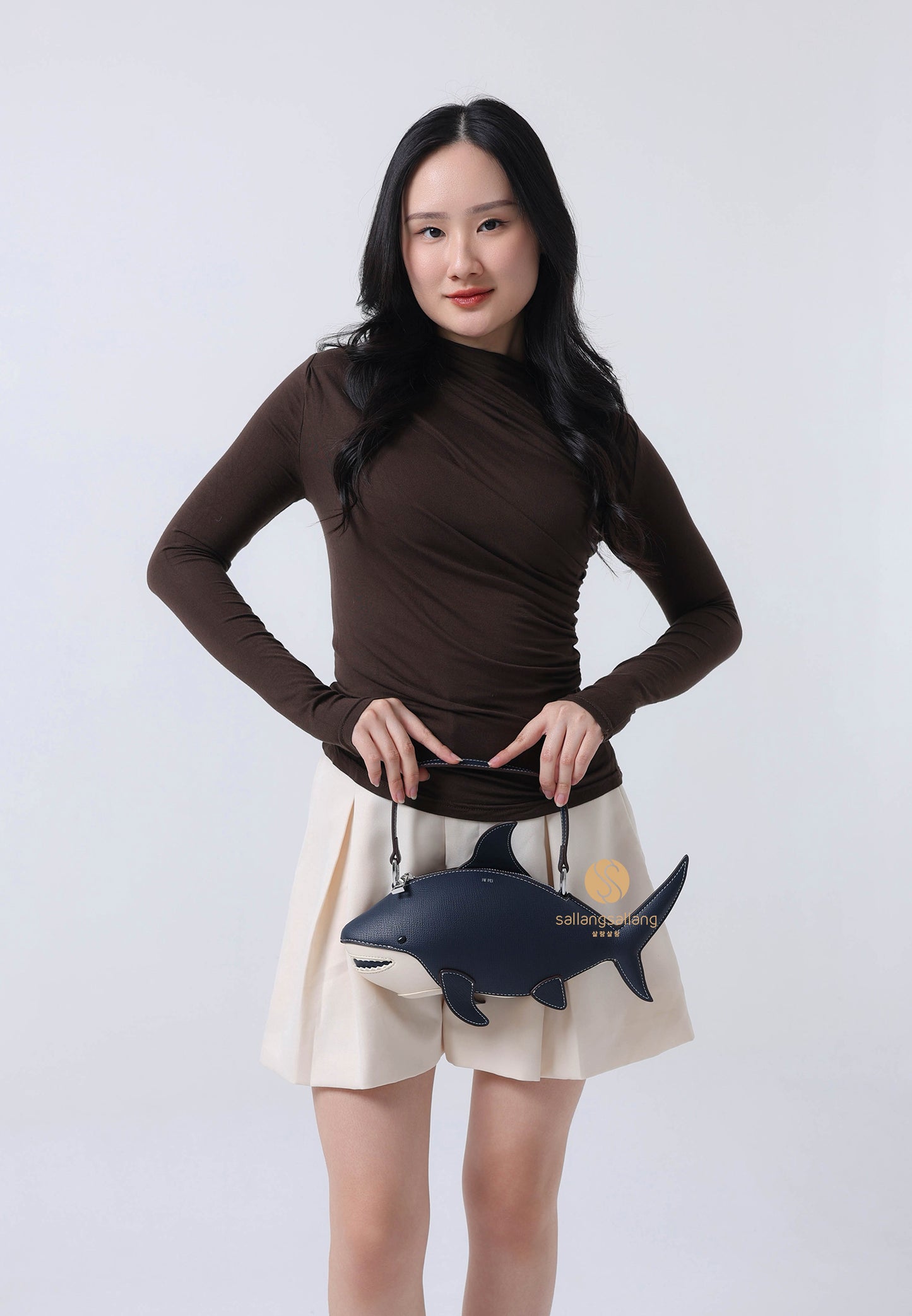 Nerys Shark Look Top Handle Bag - Dark Blue