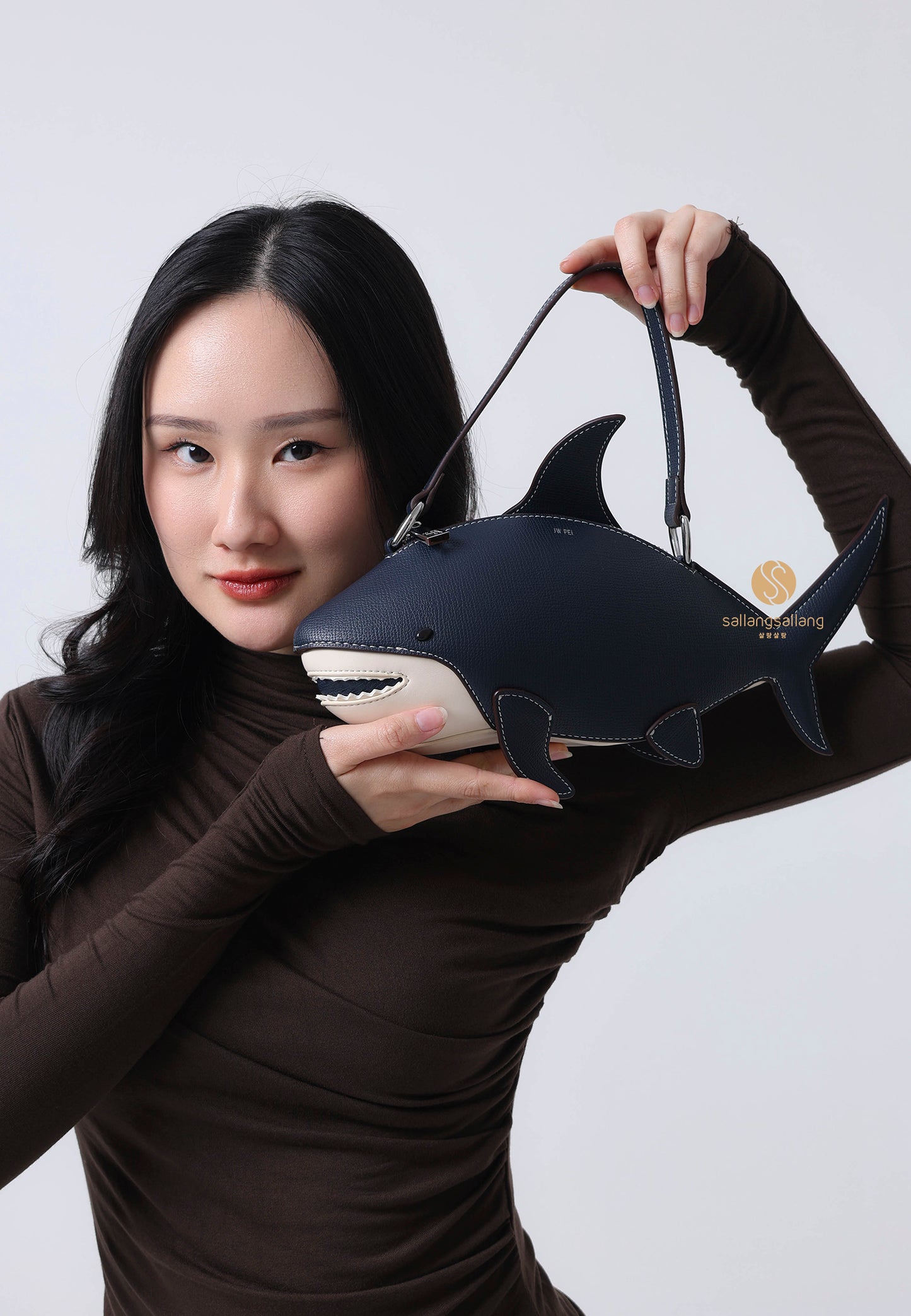 Nerys Shark Look Top Handle Bag - Dark Blue