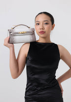 Noor Top Handle Bag - White Croc