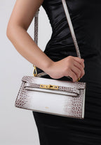 Noor Top Handle Bag - White Croc