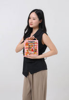 Taya Bakery Pattern Embroidered Book Shape Clutch Bag - Pink
