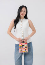 Taya Sushi Pattern Embroidery Book Shape Clutch Bag - Pink