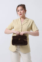 Thea Faux Fur Top Handle Bag - Mocha Brown