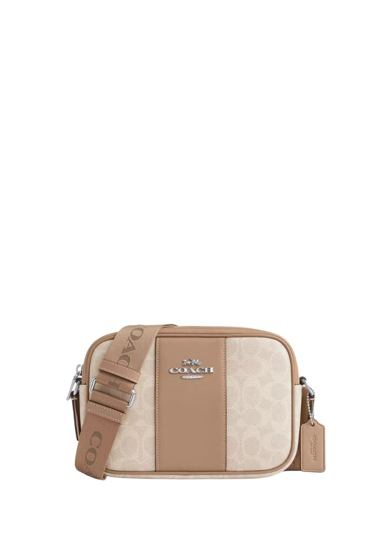 Jamie Camera Bag In Signature Canvas With Stripe Silver