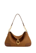 Jayla Faux Suede Metal Pendant Embellished Shoulder Bag - Brown