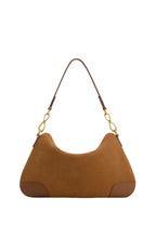 Jayla Faux Suede Metal Pendant Embellished Shoulder Bag - Brown