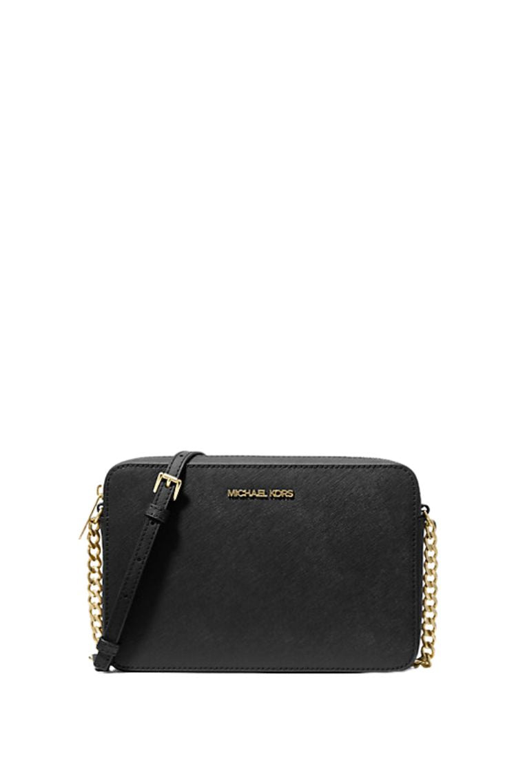 Jet Set Large Saffiano Leather Crossbody Bag Black