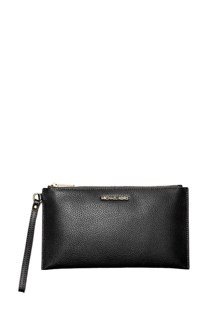 Jet Set Travel Large Pebbled Leather Pouch Black