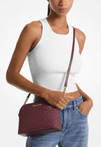 Jet Set Travel Medium Signature Logo Dome Crossbody Bag Oxblood