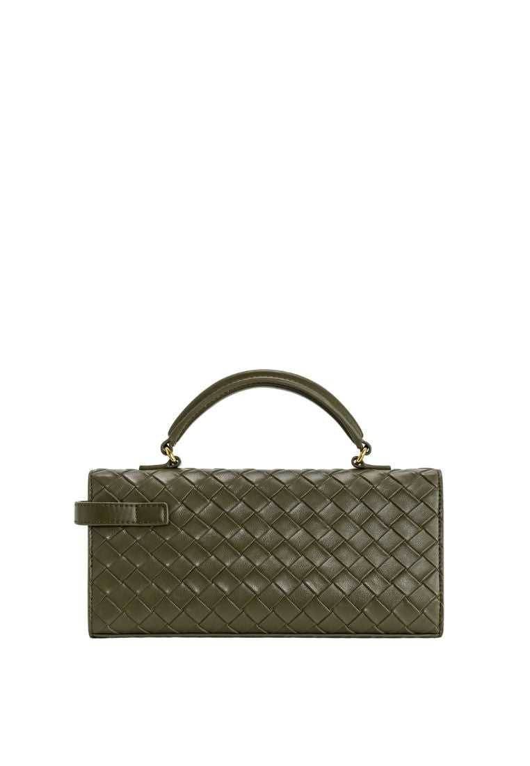 Keyla Weave Texture Top Handle Bag - Green