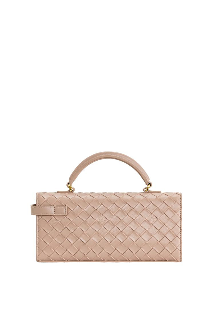 Keyla Weave Texture Top Handle Bag - Pink