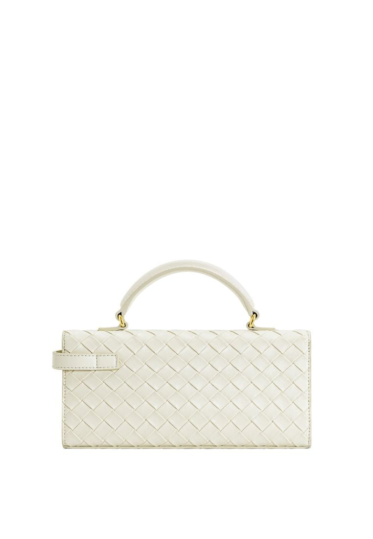 Keyla Weave Texture Top Handle Bag - White