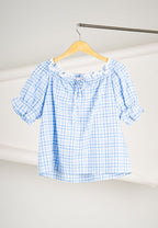 Korean Blue Plaid Top By Kerri Made in Korea