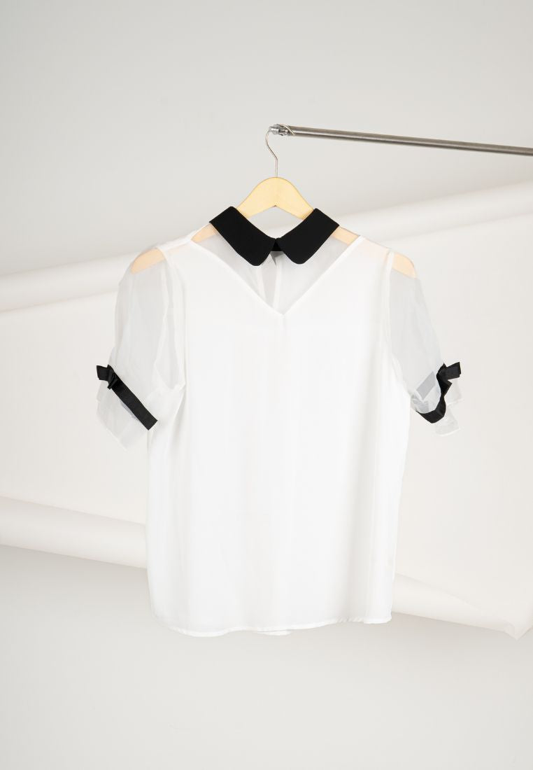 Korean Collar White Blouse By G&B
