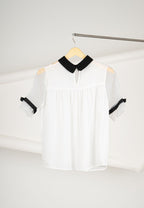Korean Collar White Blouse By G&B