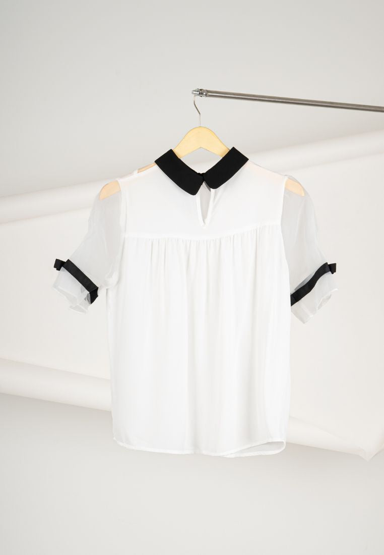 Korean Collar White Blouse By G&B