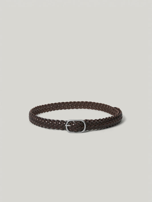 LIEN WOVEN LEATHER BELT organ brown