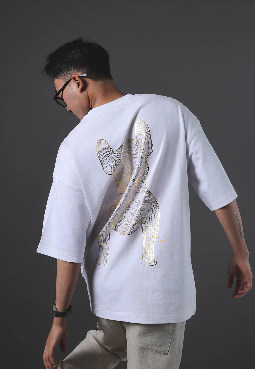 Gold Big Radog T-Shirt Pattern White