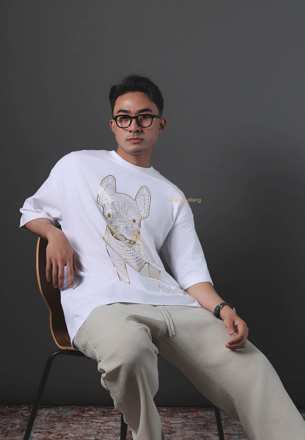 Gold Big Radog T-Shirt Pattern White