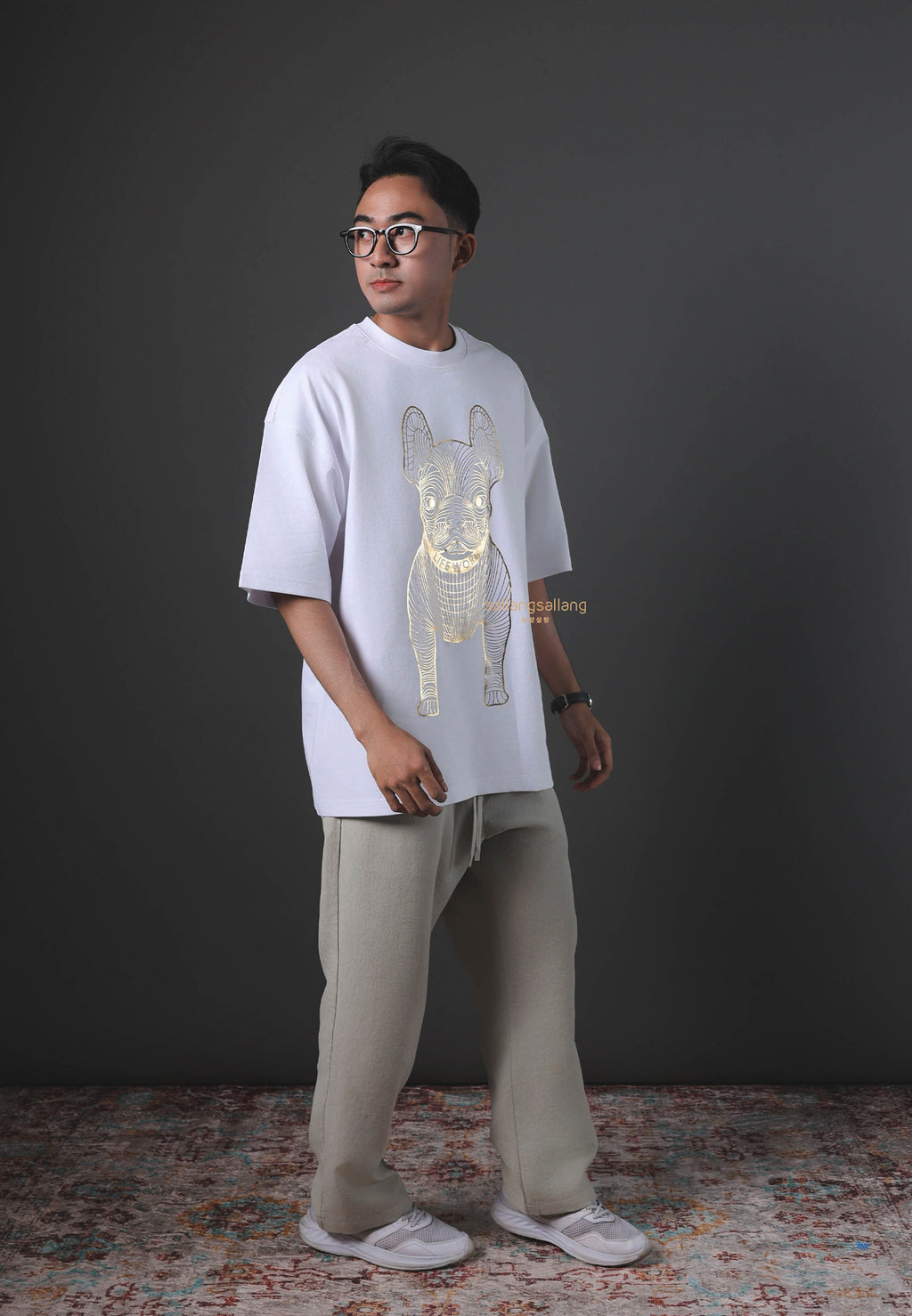 Gold Big Radog T-Shirt Pattern White