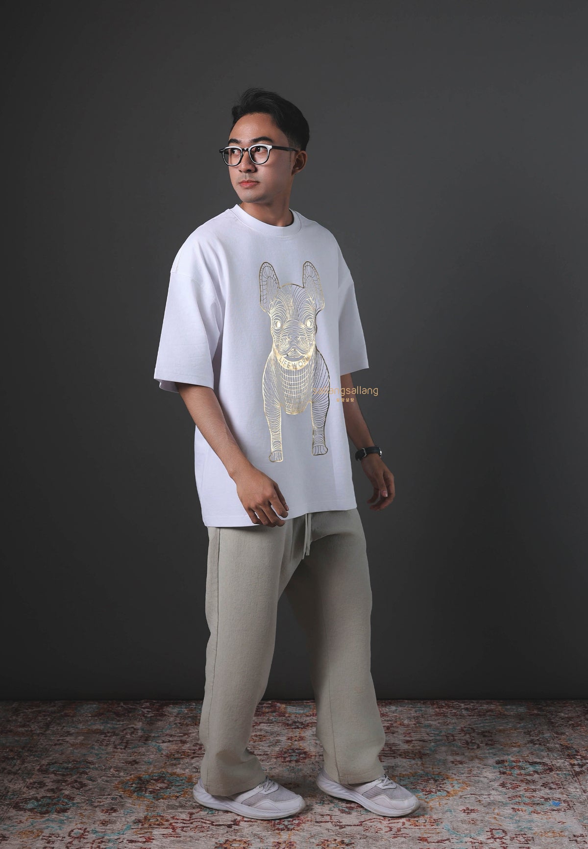 Gold Big Radog T-Shirt Pattern White