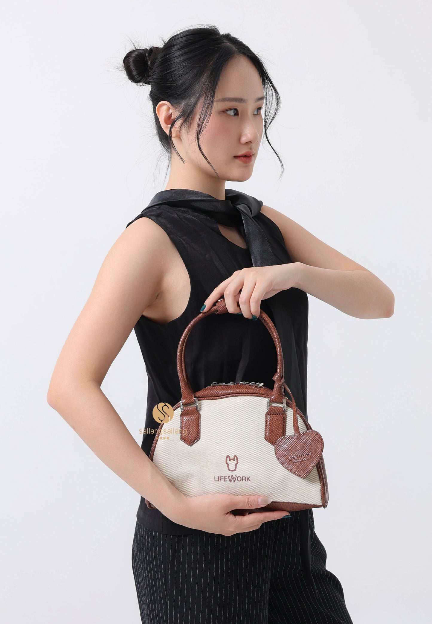 Radog Love Charm Oxford Tote Bag Brown