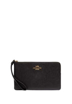 Large Corner Zip Wristlet Gold Black