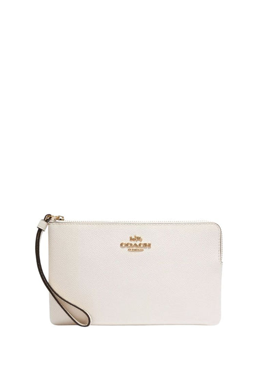Large Corner Zip Wristlet Gold Chalk