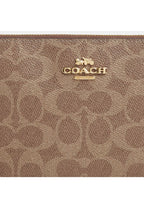 Large Corner Zip Wristlet In Signature Canvas Gold Tan Brown