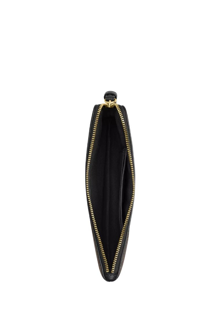 Large Corner Zip Wristlet In Signature Canvas Gold Walnut Black