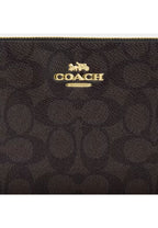 Large Corner Zip Wristlet In Signature Canvas Gold Walnut Black